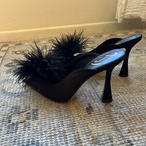 Sam Edelman Black Feather Mule Heels